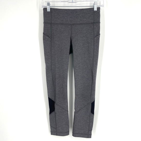 Lululemon Pace Rival Crop 22" Leggings Heathered Black Size 4 - Picture 1 of 11